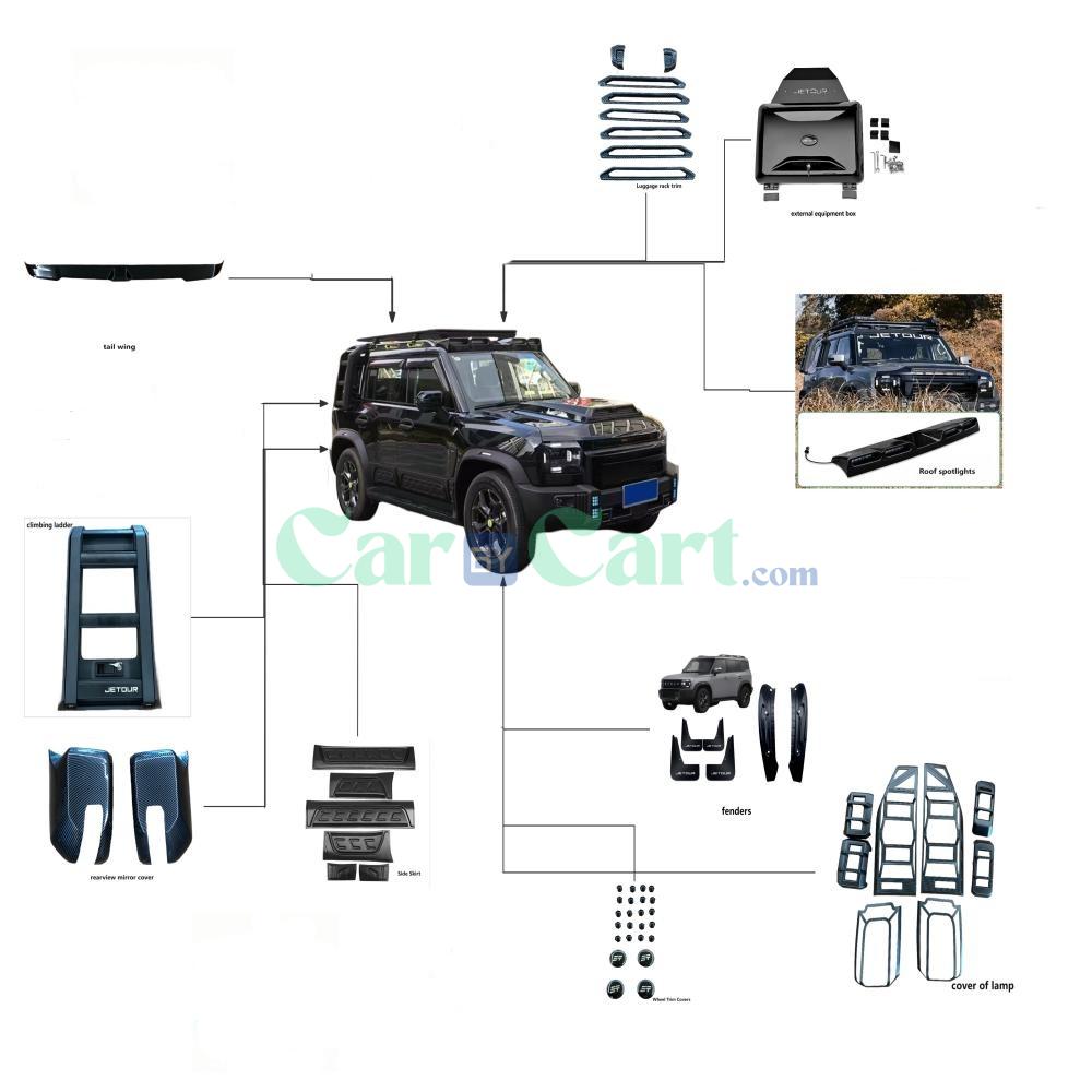 Jetour T2 accessories set outside
